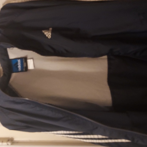 Adidas Essentials Navy 3 white Stripewindbreaker Men Large - Picture 7 of 9